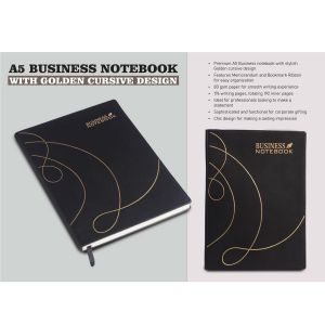 101-B164*A5 Business notebook with Golden cursive design