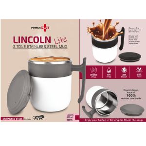 101-H249*Lincoln Lite 2 Tone Stainless steel Mug with Lid Leak proof BPA Free Capacity 300 ml approx