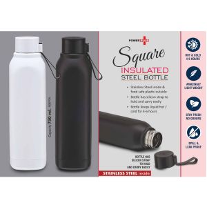 101-H268*Square Insulated Steel Bottle Keeps Hot & Cold for 46 Hours Capacity 750 ml approx