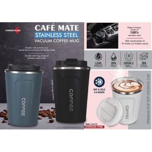 101-H276*Cafe Mate Stainless Steel Vacuum coffee mug Premium Flip top locking cap Capacity 380ml approx