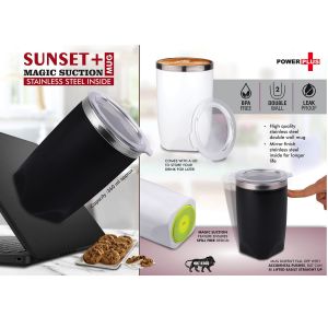 101-H280*Sunset+ Magic Suction Mug with Stainless Steel inside Spill proof design Leak Proof Lid BPA Free Capacity 360 ml approx