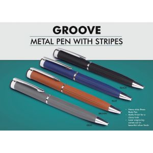 101-L176*Groove: Brass Pen With Stripes