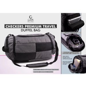 101-S40*Checkers Premium Travel Duffel bag Separate Laptop Compartment Shoe & Utility Pockets on sides