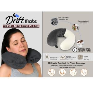 101-S62*DriftMate: Travel Neck Rest Pillow – U Shaped With Soft Fabric | 3 Second Bounce Back Memory Foam