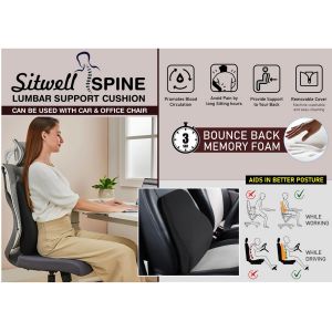 101-S67*SitWell Spine: Car & Office Chair Lumbar Support Cushion With Soft Fabric