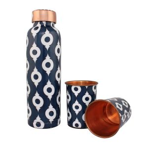 Oreo Meena copper bottle with 2 glass gift set DC10