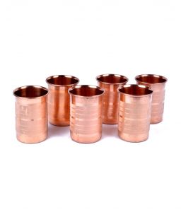 Divine copper Pure copper glass set ( Pack of 6 ) 