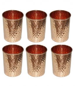 Divine copper  hammered glass set ( Pack of 6 ) 