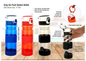 H169 – Grip-On: Push Button Bottle With Silicon Grip